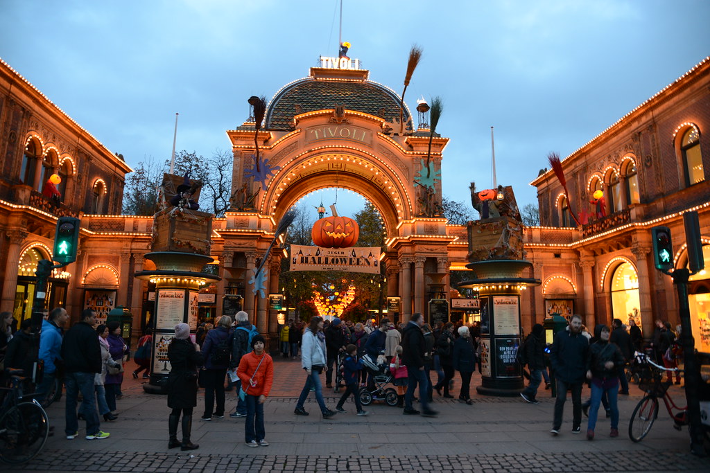 Tivoli Gardens illuminated at night