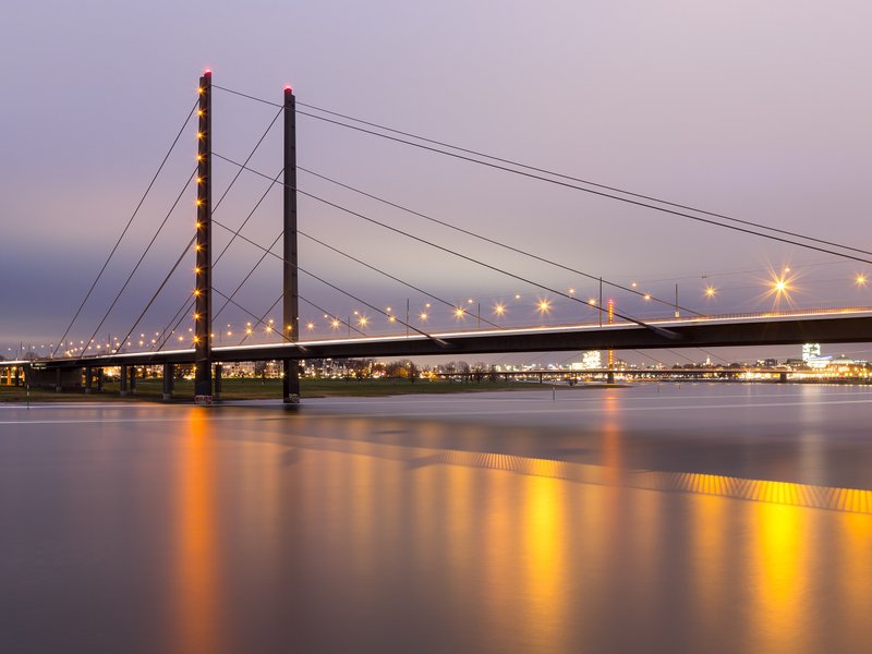 Oberkasseler Brücke bridge over the Rhine in Düsseldorf