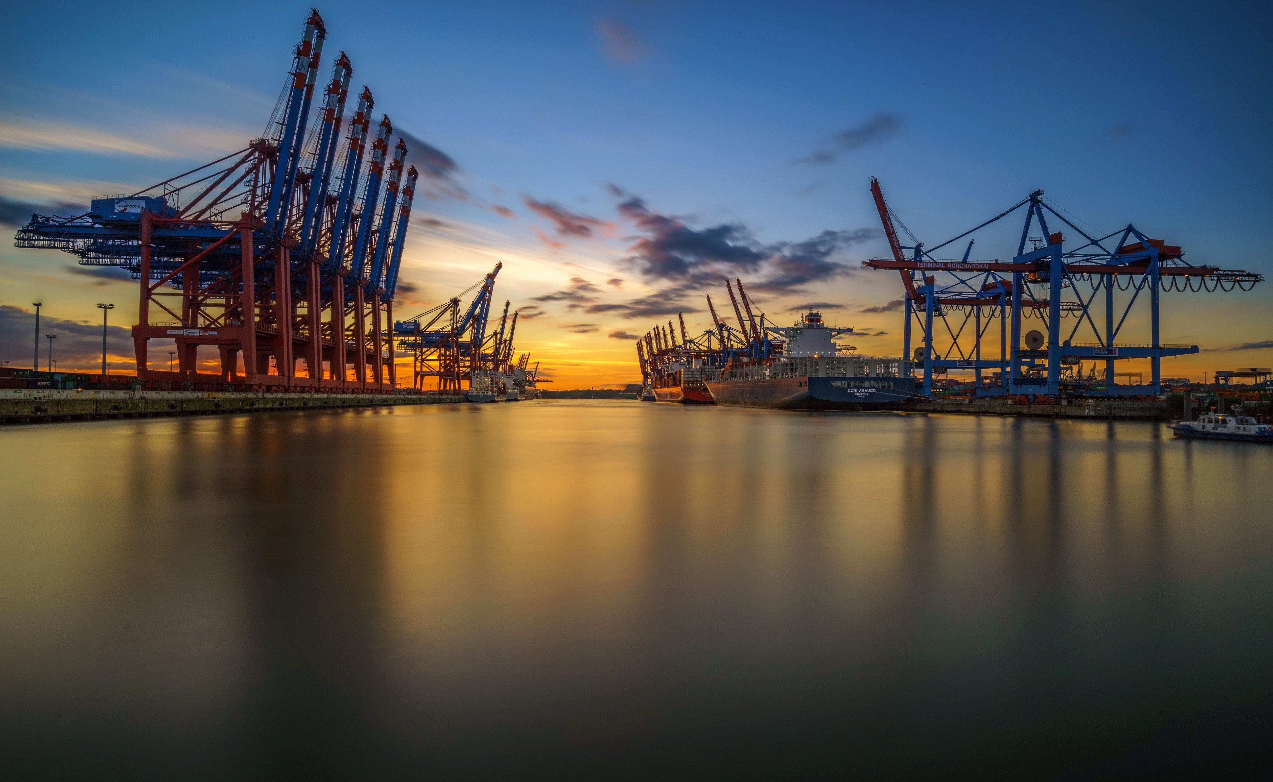 Hamburg Harbor Cranes