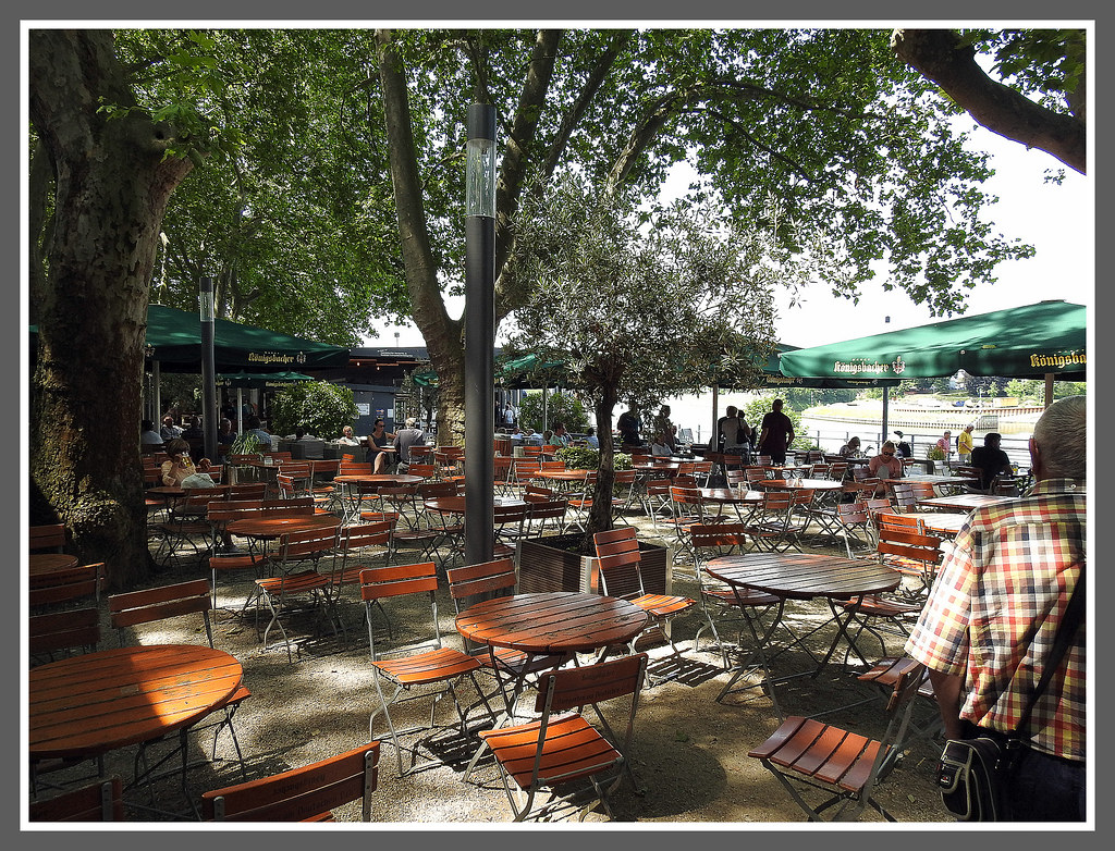 Beer garden near the Deutsches Eck in Koblenz