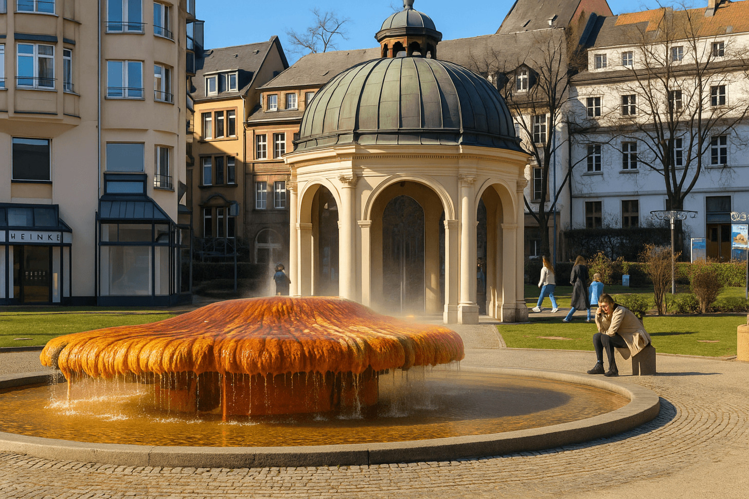Kochbrunnen hot spring fountain in Wiesbaden